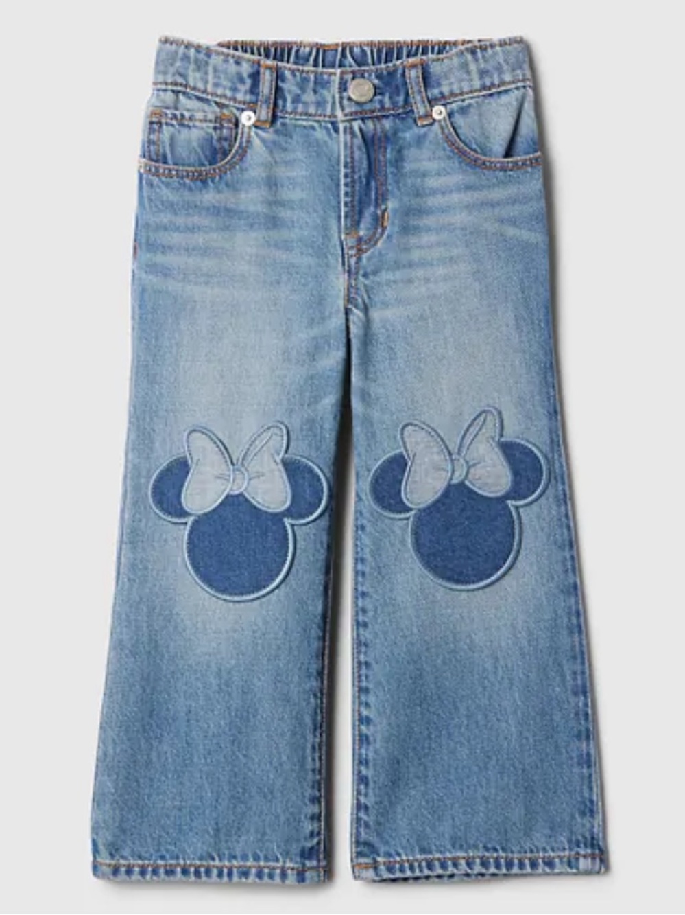 Gap x Disney Wide Leg Denim Jeans with Minnie Mouse Knee Patches